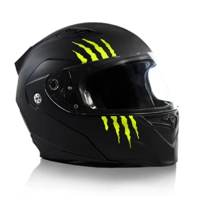 Afbeelding van Finest Folia K173 Krassenhelmstickers, set van 2, 7,5 x cm, monstersticker, klauw, decoratie voor motorfiets, helm, auto, motorhelm, krassporen, zelfklevend, waterdicht, (neon geel)