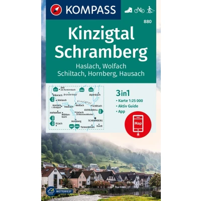 Afbeelding van KOMPASS Wanderkarte 880 Kinzigtal Schramberg, 1:25.000: 3in1 mit Aktiv Guide inklusive Karte zur offline Verwendung in der App. Fahrradfahren. Langlaufen.