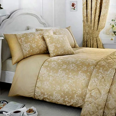 Afbeelding van Serene Jasmin onderhoudsvriendelijke dekbedovertrekset King Size champagnekleurig beddengoed