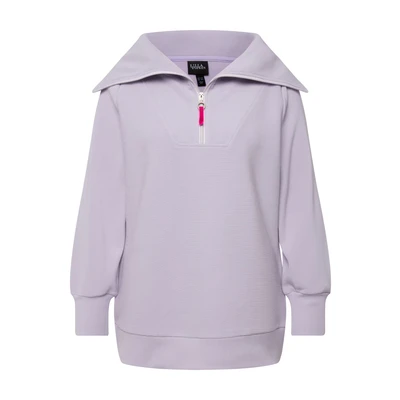 Afbeelding van Ulla Popken Zipper Langarm Sweater, Dames, Maat: 42/44, Pastell flieder