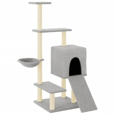 Afbeelding van vidaXL Kattenmeubel met sisal krabpalen 130,5 cm lichtgrijs