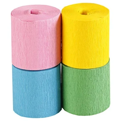Afbeelding van Clairefontaine Ref 914294C Brandwerend crêpepapier (Pack van 4) 5cm Breedte x 10m Lengte, Brandvertragend, Flexibel, Goede Weerstand Diverse Lente Kleuren