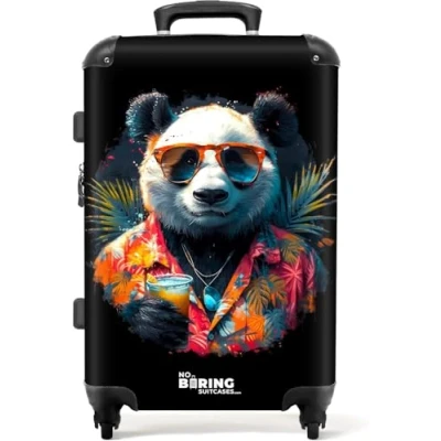 Afbeelding van NoBoringSuitcases.com® Koffer groot Rolkoffer lichtgewicht Panda als tropische straatkunst Reiskoffer met 4 wielen Grote trolley XL 20 kg bagage