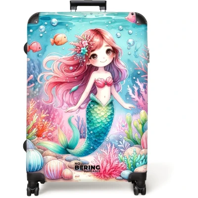 Afbeelding van NoBoringSuitcases.com® Koffer groot Reiskoffer lichtgewicht Kleurrijke zeemeermin Rolkoffer met 4 wielen Grote trolley XL 98 liter bagage