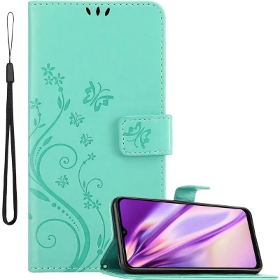 Afbeelding van Cadorabo Hoesje geschikt voor Samsung Galaxy A13 5G in Bloemen TURKOOIS Beschermhoes Case Cover magnetische