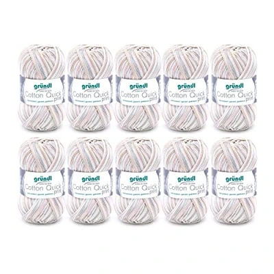 Afbeelding van Gründl Cotton Quick Print Breigaren/haakgaren (kleurrijk garen van 100% katoen, Oeko Tex gecertificeerd, 50 g/125 m, naalddikte: 3 4, 10 x g), zand roze multicolor