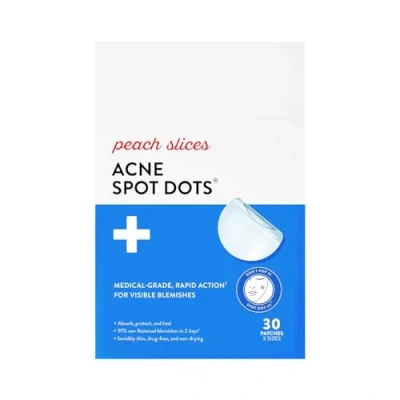 Afbeelding van Peach Slices Acne Spot Dots, Hydrocolloid Snelwerkende Pleisters 30 stuks