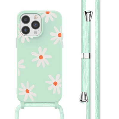 Afbeelding van Apple iPhone 13 Pro Hoesje Siliconen en TPU (zacht) imoshion Softcase/Koordhoesje/Backcover Green Flower Distance Telefoonhoesje