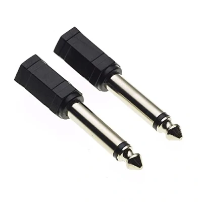 Afbeelding van 3,5 mm naar 6,35 adapter, Pak van 2 mono audio mannelijk vrouwelijke microfoon plug adapter Jack converter