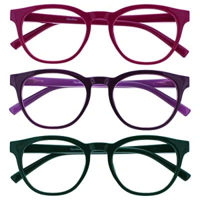 Afbeelding van Opulize Blu 3 Stuks Blauw Licht Blokkeert Leesbril Roze Purper Groen Computer Ontspiegeld Mannen Vrouwen BBB5 456 +2,50