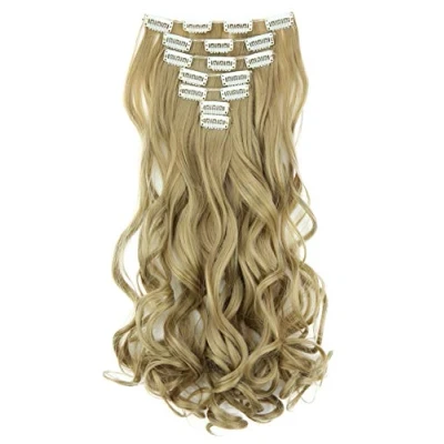 Afbeelding van CAISHA XXL 45cm 8 Delige Set CLIP IN EXTENSIONS Haarextensies Haarstukje Golvend Blond CES6 1