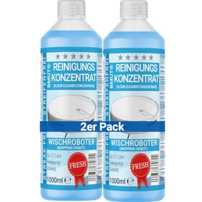 Afbeelding van 2 x 1000 ml dweilrobot reinigingsmiddel concentraat met frisse geur &amp; doseerbeker streepvrij schuimarm zuigwisser vloerreiniger