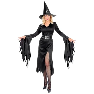 Afbeelding van Widmann Heks &amp; Spider Lady Voodoo Duistere Religie Kostuum Rafelina Toverheks Zwarte Magie Vrouw Zwart Large Halloween Verkleedkleding