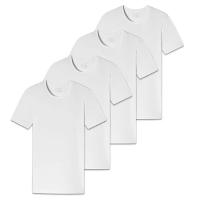 Afbeelding van Schiesser 4ER PACK Serie Rundhals Hemd, Heren, Maat: Large, Weiß