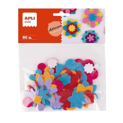 Afbeelding van APLI Kids 19588 vilten bloemenzak om te knutselen, 50 verschillende kleuren en maten