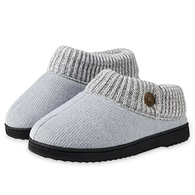 Afbeelding van DUNLOP pantoffels voor dames met Sherpa fleece voering en traagschuim, antislip dames, lichtgrijs, 39 EU