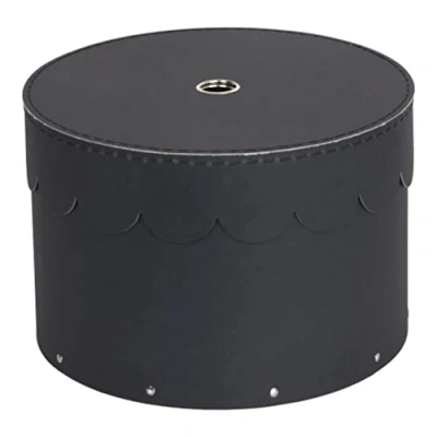 Afbeelding van BIGSO BOX OF SWEDEN WILMA Set van 2 ronde opbergdozen met deksel opbergdoos voor kleding, speelgoed enz. Decoratieve doos vezelplaat en papier donkergrijs