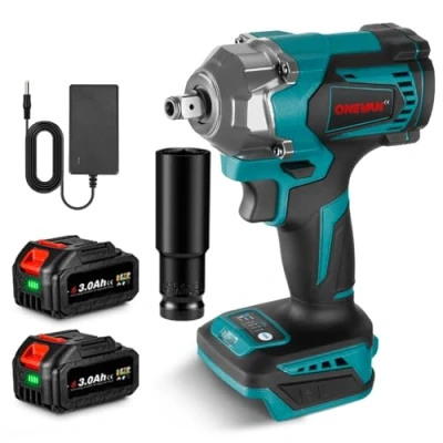 Afbeelding van ONEVAN Accu slagschroevendraaier met accu&#039;s, borstelloze slagschroevendraaier, elektrisch, 700 NM, 4 versnellingen, draaislagschroevendraaier, Impact Wrench voor autobandenwissel