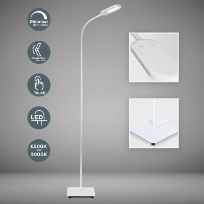 Afbeelding van B.K.Licht Witte Vloerlamp CCT dimbaar staanlamp 600Lm 8W