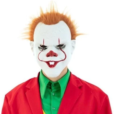 Afbeelding van Witbaard Verkleedmasker Duivelse Clown One size Abs Wit/oranje