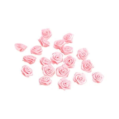Afbeelding van Creativery satijnen rozen mini 10 mm x 20 stuks roosjes patches decoratie bloemen om te knutselen haaraccessoires zachtroze