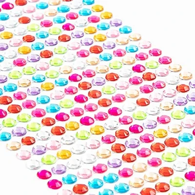 Afbeelding van Movoja Kleurrijke strass steentjes, ronde glitterstenen, 6 mm, zelfklevend, om te versieren en knutselen, sierstenen op plakken, sierstenen, knutselstenen, kleurrijk