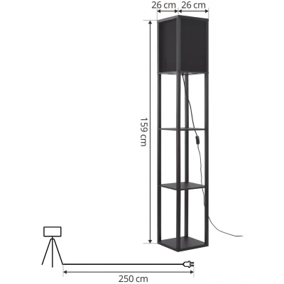 Afbeelding van Lindby vloerlamp 1licht hout H: 159 cm E27 zwart