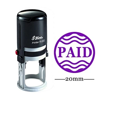 Afbeelding van Printtoo Betaald Rond Zelf Inken Kantoor Stationaire Stempel Gepersonaliseerde Aangepaste Glanzende 20mm Rubber