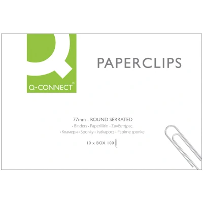 Afbeelding van Q connect Papierklemmen, 77 Mm, Doos Van 100 Stuks Papierklemmen