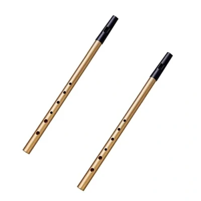 Afbeelding van 2 stuks tinnen fluitje, aluminium penny zes gaten fluitje in sleutel D, goud Iers voor traditionele muziek en beginners