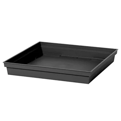 Afbeelding van Bloempot kunststof onderschaal Toscane antraciet grijs vierkant L27 x B27 H4 cm Plantenpotten