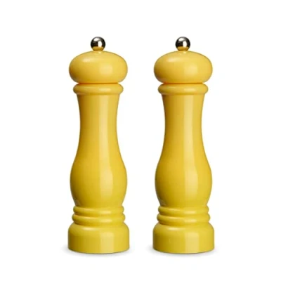 Afbeelding van Echtwerk 2 delige kruidenmolenset, zout en pepermolen van hoogwaardig ABS kunststof, keramische maalwerk, handmatige molen, ideaal voor specerijen zoals peper, chili, geel, 21 cm