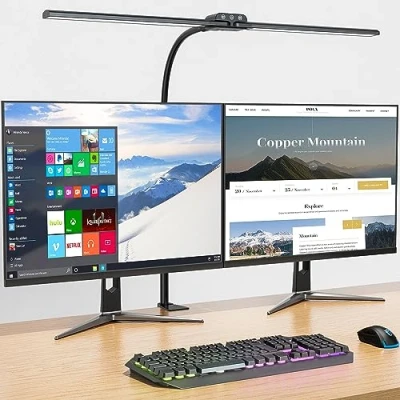 Afbeelding van KableRika Krachtige led bureaulamp, bureaulamp met dubbele kop klem, verlichte architectenlamp 4 kleurtemperaturen en helderheid, touch bediening, oogbescherming