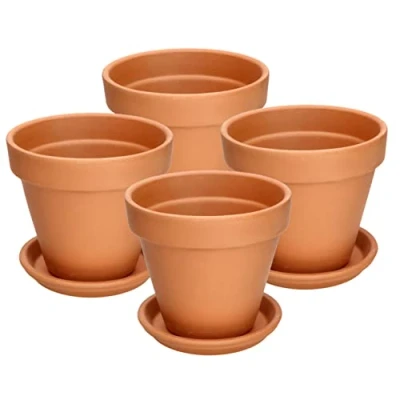 Afbeelding van KOTARBAU® Set van 4 bloempotten, terracotta, diameter 11 cm, voor binnen en tuinen