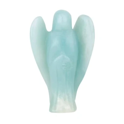 Afbeelding van Morella edelsteen amazoniet engel geluksbrenger beschermengel om mee te nemen 3,5 cm in fluwelen zakje