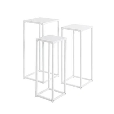 Afbeelding van HAKU Möbel Set van 3 bloemzuilen, metaal, wit, B 22 x D H 61 cm/B 26 66 30 71 cm