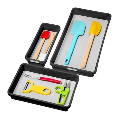 Afbeelding van madesmart KLASSIEKE 3 lade Bin Pack graniet COLLECTIE Multifunctionele opslag Zachte voering en antislip rubberen voeten Duurzaam BPA vrij