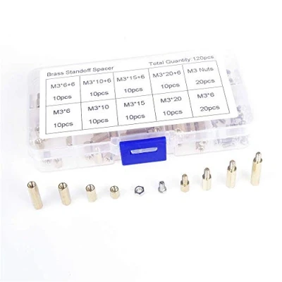 Afbeelding van ANGEEK 120pcs M3 Male Female Brass Hex Column Standoff Support Spacer Pillar Screw Nut Assortment Set For PCB Board