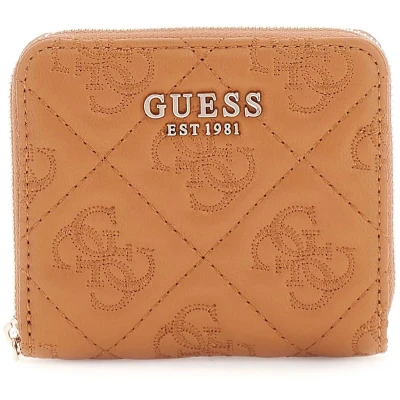 Afbeelding van GUESS portemonnee Adelasia SLG Small Zip Around Wallet Caramel Lichtbruin