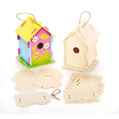 Afbeelding van Baker Ross EF665 Vogelhuisje bouwpakket van Hout (2 stuks), 17 cm,