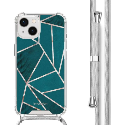 Afbeelding van Apple iPhone 14 Hoesje Kunststof iMoshion Softcase/Koordhoesje/Backcover Petrol Green Graphic Telefoonhoesje