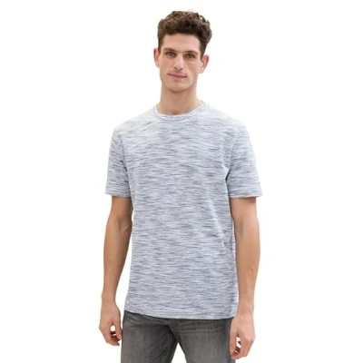 Afbeelding van TOM TAILOR T shirt voor heren, 35057 Wit Navy Spacedye Pique, 3XL