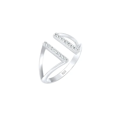 Afbeelding van Elli GEO Resize Offen Kristalle Ring, Dames, Maat: 54, Silber