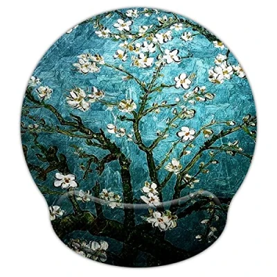 Afbeelding van eyscar Muismatten voor computers van Gogh ergonomisch traagschuim antislip polssteun lichtgewicht rustmuismat kantoor, gaming, computer, laptop en Mac, pijnverlichting, thuis of op het werk