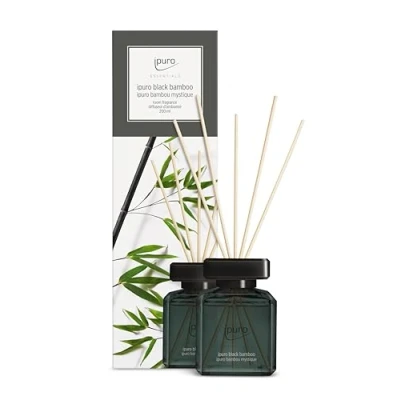 Afbeelding van ipuro Essentials kamergeur Black Bamboo 200 ml, kamerverfrisser met jasmijn, citroen, appel en houtachtige ambermuskus, aroma, diffuser stokken, luchtverfrisser voor de woning