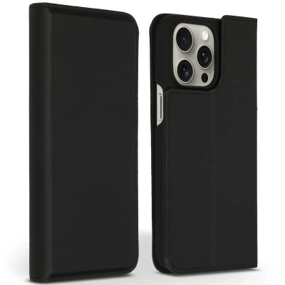 Afbeelding van Apple iPhone 15 Pro Max Hoesje Echt leder Accezz Bookcase Zwart Telefoonhoesje