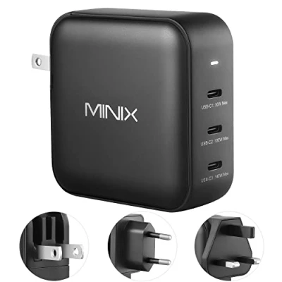 Afbeelding van MINIX 140W GaN II USB C oplader met 3 x Type poorten (max 140 W) opvouwbare sneloplader, compatibel MacBook Pro/Air, iPad Pro, iPhone 14 Pro/13, Samsung Galaxy, Laptop en meer. (NEO P140)