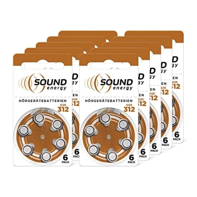 Afbeelding van Sound Energy hoortoestelbatterijen, maat 312, verpakking van 60 stuks exclusief Amazon