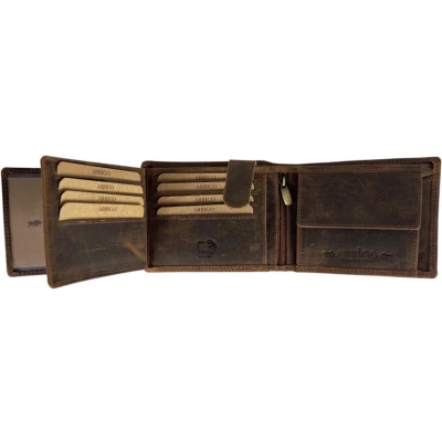 Afbeelding van Portemonnee Heren Cognac RFID Anti Skim Leer Portefeuille Pasjes Arrigo