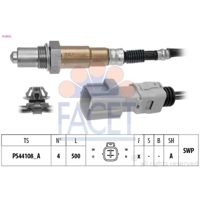 Afbeelding van FACET 10.8602 Lambdasonde Met bevestigingsmatriaal Verwarmd, Planarsonde, Schroefdraad vooraf ingevet 4 LEXUS: RX III